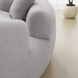 66.93 Inch Curved Loveseat Grey Full Compression Sponge Sofa, Teddy Velvet Fabric, No-Assembly W3612P332116