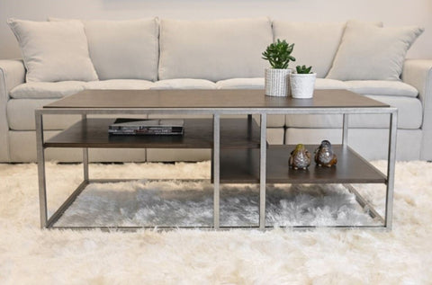 ZUN Padena Metal Frame Wood Living Room Coffee Table with Shelf T2574P164650