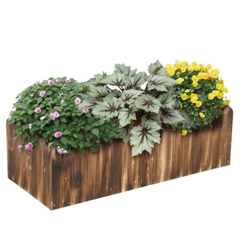 ZUN 40" x 16" x 12" Raised Planter Box Garden Scalloped Edge Wooden 92578510