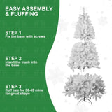 Artificial 6ft White Christmas Tree with 760PVC Mixed Branch Tips,Green,Hinged Premium & Foldable 71307164