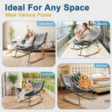 Outdoor Rocking Chair, Patio Egg Rocking Chair, Indoor Papasan Rattan Wicker Lounge Chair for Patio, 87826856