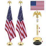 ZUN 2 Pack 6FT Telescoping Indoor Flag Pole Kit Eagle Topper Aluminum Gold Pole with 3x5Ft Embroidered 64117633