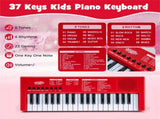 Red 37 Keys Kids Electronic Keyboard with Microphone, 8 Tones & 8 Rhythms Piano Toy for Ages 3 22917098