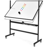 48''x36'' Mobile Whiteboard with Height AdjustMagnetic Double-Sided Reversible Whiteboard 01254757