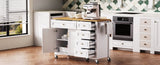 K&K 52'' Kitchen Island with Drop Leaf, Embossed Texture Kitchen Island on Wheels with Spice Rack, N707P195393W