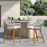 Bar Stools Set of 2, Outdoor Counter Height Bar Chairs with Arm and Backrest, Aluminum Tall Bar W1859P197308