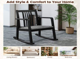 Solid Rubber Wood Rocking Chair, 400 LBS Weight Capacity Indoor Lounge Chair with Linen 90531650