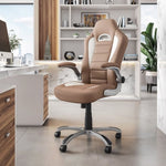 ZUN High Back Executive Sport Race Office Chair with Flip-Up Arms, Camel 53880693