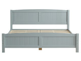 Full Single Bed Frame Vertical Striped Decorative Curved Headboard and Footboard Bed Frame Painted 17007454