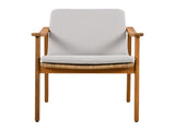 Outdoor Dining Chairs Set of 2, Teak Color Acacia Wood Frame, Brown PE Wicker, Grey Waterproof N779P280043G