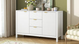 U_STYLE Sideboard with Wave Design - 3 Adjustable Shelves, 3 Drawers & Soft-Close Doors, Storage N711P269066K