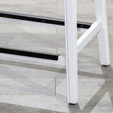 30" Bar Stool, White Finish, Black Leather Seat B04682772