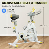 Indoor Exercise Bike Cycling Bike with Comfortable Seat Cushion YellowWhite W2031P313251
