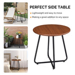 ZUN Outdoor Side Table with Imitation Wood Tabletop, Weather Resistant Patio Side Table, Round Outdoor 89796304