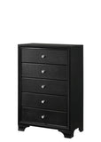 1pc Modern Glam Style Black Finish Glam Five Drawer Chest Pattern Wooden Bedroom Furniture B011P216718