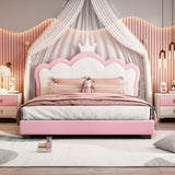 Full size Upholstered Princess Bed With Crown Headboard,Full Size Platform Bed with Headboard and N733P180808H
