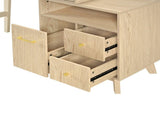 Modern Vanity Desk with LED Lighted Mirror, Makeup Vanity Table with 5 Drawers, Side Storage N773P479850W