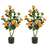2 Pack Orange Artificial Camellia Tree with Blooming Flower 47174878
