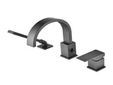 Waterfall Bathtub Faucet with Sprayer, 3-Hole Roman Filler with Hand Shower Deck Mount Waterfall W1224P206184