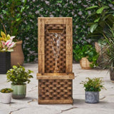 35.25" High Hand Crafted Weather Resistant Floor Fountain with Light, Light Brown 71774.00LBRN