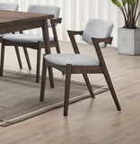 Mid-Century Modern Dining Chairs 2pcs Set Solid wood Fabric Upholstered Cushion Chair Walnut B011P203551