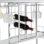 ZUN Contemporary Chrome Wine Rack Silver Modern Glass Metal Frame Wine Storage 62673456