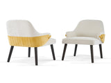 Indoor Dining Chair Set of 2, Beige & Yellow Two-Tone Fabric Armchair with Sturdy Frame, Modern N779P370716B