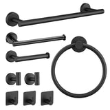 ZUN Matte Black Bathroom Hardware Set – 9-Piece Wall Mounted Towel Bar, Toilet Paper Holder, and Towel W1920P234178