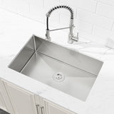 Kitchen Sink, 33x19 Drop In Single Bowl, Undermount Handmade Sink in Brushed Nickel, with US 31436810