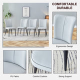 Modern minimalist dining chairs and office chairs. 2-piece set of light gray PU seats with black W1512P360918