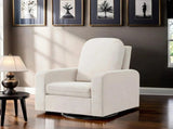 Glider Swivel Chair White Box Seat Cushion Solid Rubberwood Transitional Style Living Room 1pc B2741P598435