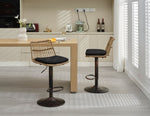 ZUN Set of 2 Rattan Bar Stool, 360 Swivel Bar Chair, Counter Height Chair with Footrest for Kitchen, W1752P195270