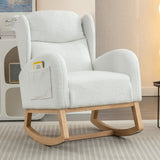 049-Teddy Fabric Rocking Chair With Packet Wood Legs,Ivory W527P147427