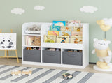 Kids Bookcase and Bookshelf, Multifunctional Bookcase with 3 Collapsible Fabric Drawers, Bookcase 45889754