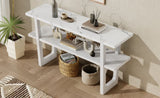 TREXM Retro Elegant Console Table with Marble-Effect Top and Versatile Storage Solutions for N715P196906K