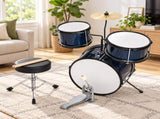 14" x 10" Kids 3-Drum Set, Poplar Wood Drum Kit with Electroplated Gem Blue Finish, Children's 13862619