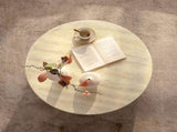 MgO Modern Minimalist Round Accent Coffee Table with Unique Arched Cutout Base, No Assembly W3081P440608
