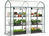 Clear Small 3-Tier Mini Greenhouse Portable Plant Greenhouse with 2 Roll-up Doors, 56.3" x 18.1" x 02090264