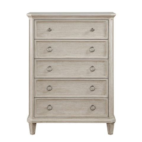 ZUN Traditional Design Bedroom Furniture 1pc Chest of 5x Drawers Light Brownish-Gray Finish Clipped B011P207859