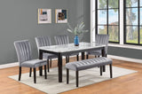 ZUN 1pc Gray Black Bench Dining Room Velvet Fabric Upholstery Kitchen Dining Wooden Furniture B011P261193