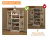 50" LED Kitchen Pantry Cabinet,Freestanding Buffet Cupboards Sideboard with 2 Doors with Racks and 2 W1120127335