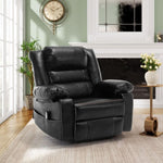 ZUN Breathable Leather Massage Recliner Chair Manual Living Room Reclining Sofa W1403P156678