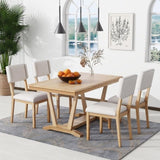 ZUN Rustic 5-piece Dining Table Set with 4 Upholstered Chairs, 59-inch Rectangular Dining Table with 26012083