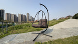 Swing Egg Chair with Stand Indoor Outdoor Wicker Rattan Patio Basket Hanging Chair with C Type W2707P296435