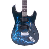 ZUN Lightning Style Electric Guitar with Power Cord/Strap/Bag/Plectrums Black & Dark Blue 86515005