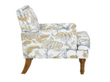 Accent Chair, Floral Armchair, Nailhead Trim, Gold and Grey Decor, Solid Wood Legs, Farmhouse W5568P445701