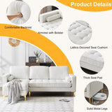 218*141*87cm Burlap Diamond Electroplated Gold Trident Legs Three Seats With Footstool Indoor 29311242