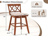 2-Pack 29" Swivel Bar Stools - Solid Rubber Wood Frame, Ergonomic Curved Backrest 59551607