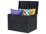 33gal Square Wood & Rattan Plastic Garden Storage Box Gray 76095805