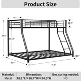 Twin Over Full Metal Bunk Bed, Heavy Duty Metal Bunk Bed Frame, Bunk Bed Twin Over Full with Ladder W1935P279722